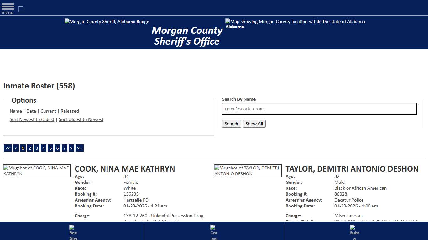 Inmate Roster - Current Inmates Booking Date Descending - Morgan County Sheriff, Alabama