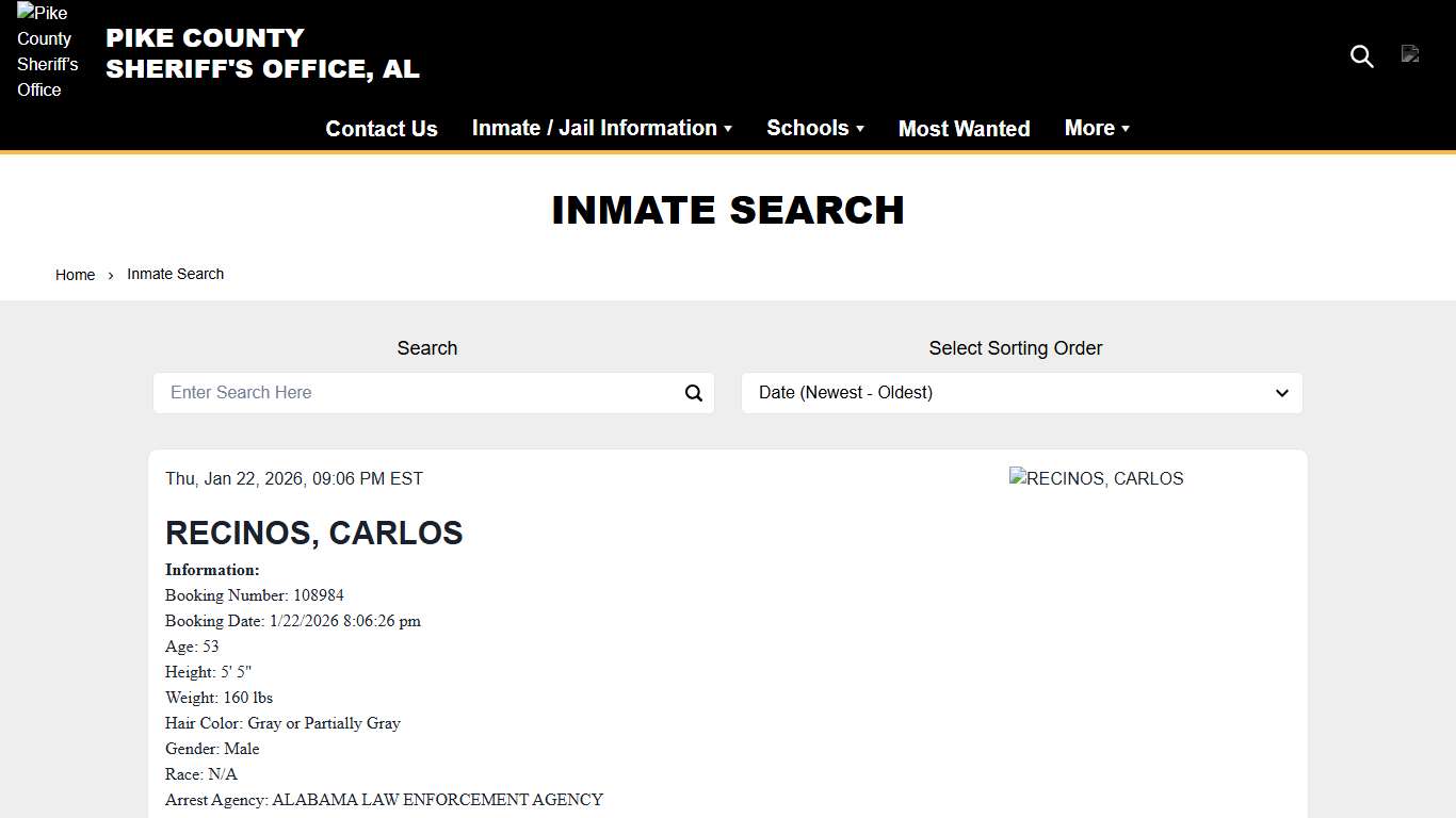 Inmate Search Pike County Sheriff’s Office (AL)