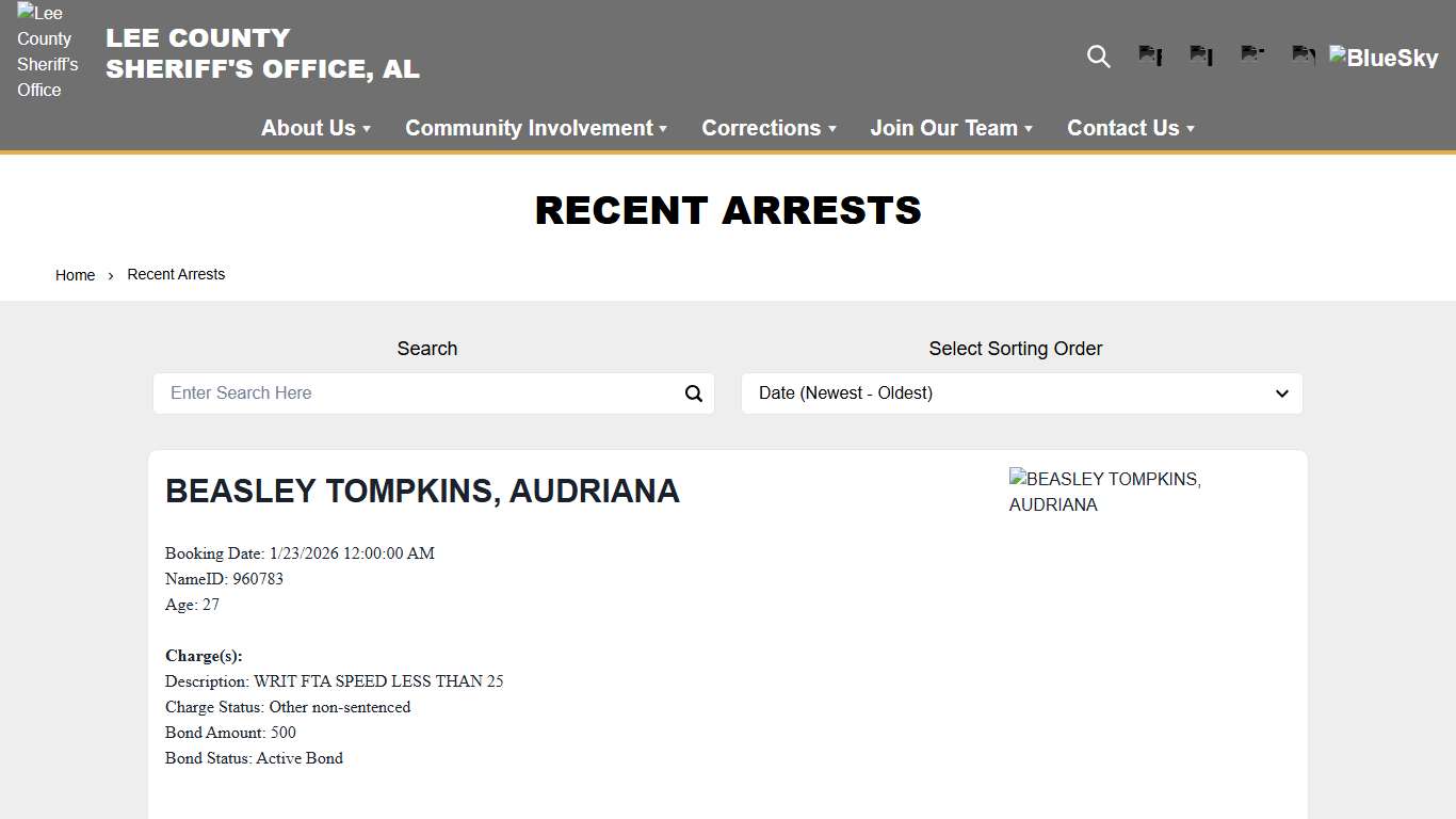Recent Arrests Lee County Sheriff’s Office Alabama