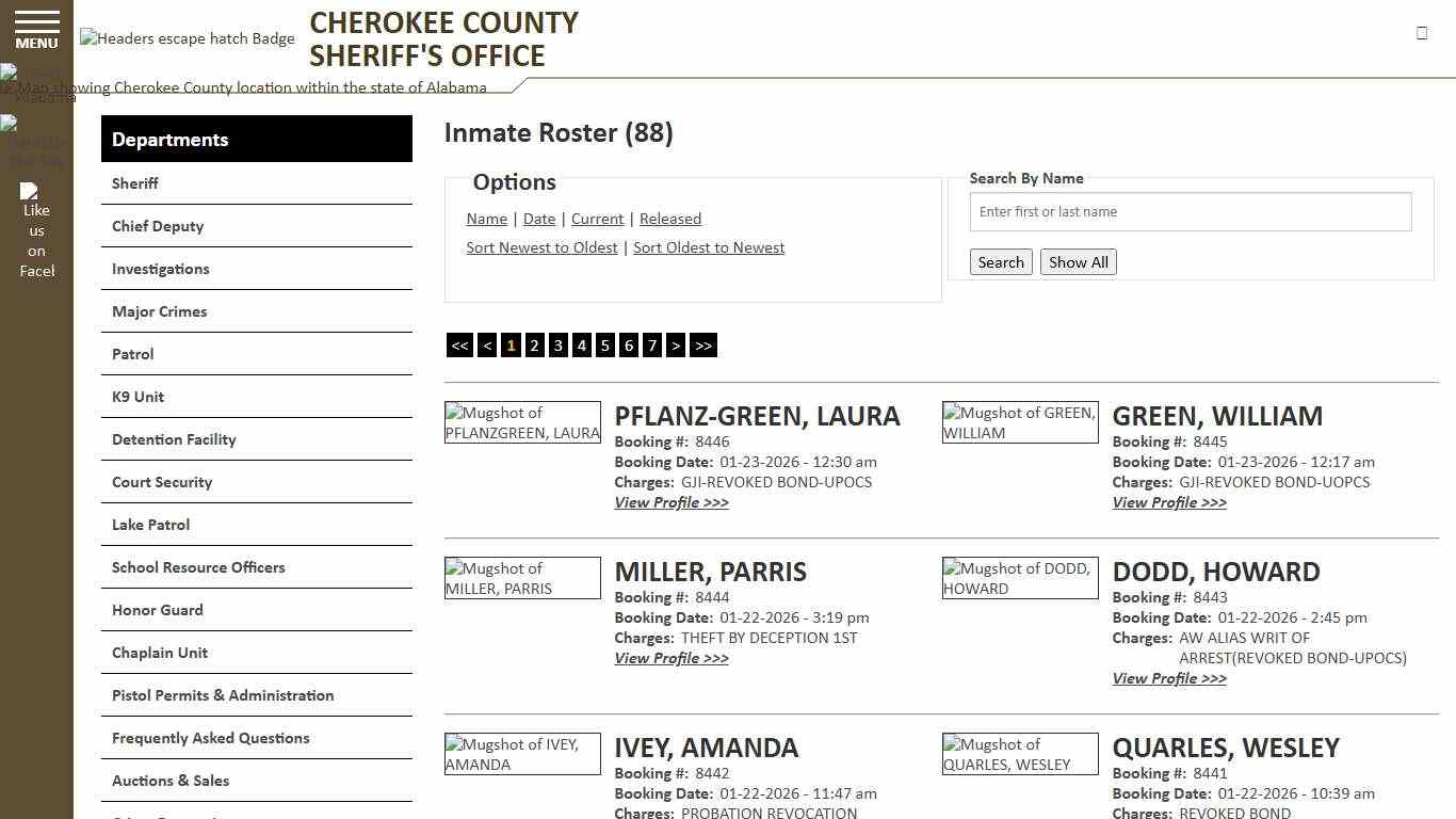 Inmate Roster - Current Inmates Booking Date Descending - Cherokee County Sheriff AL